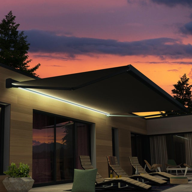 Store banne motorisée à Led - L. 4 x Prof 3 m, gris - Alesia