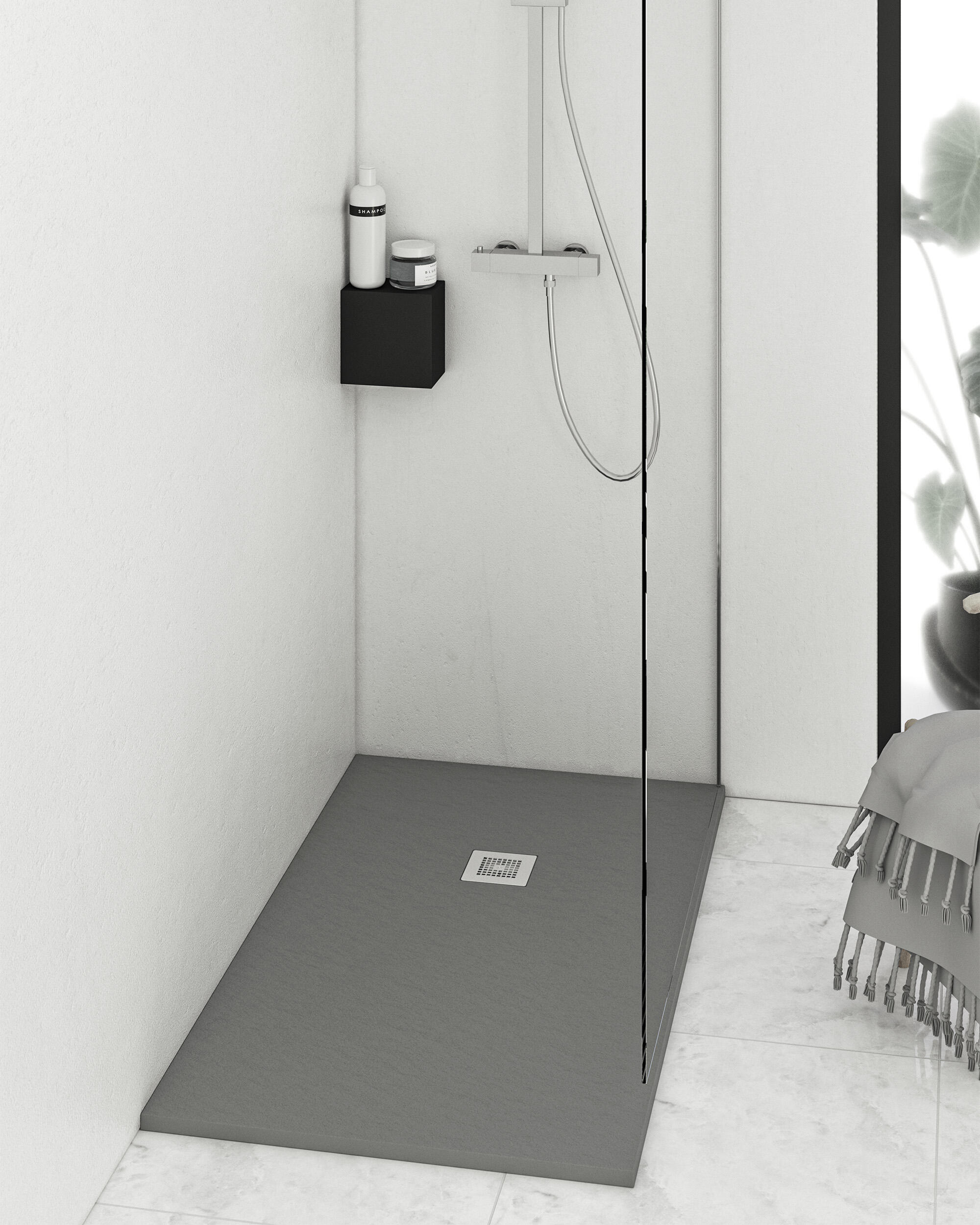 Plato de ducha greenpact 70x70 cm gris oscuro