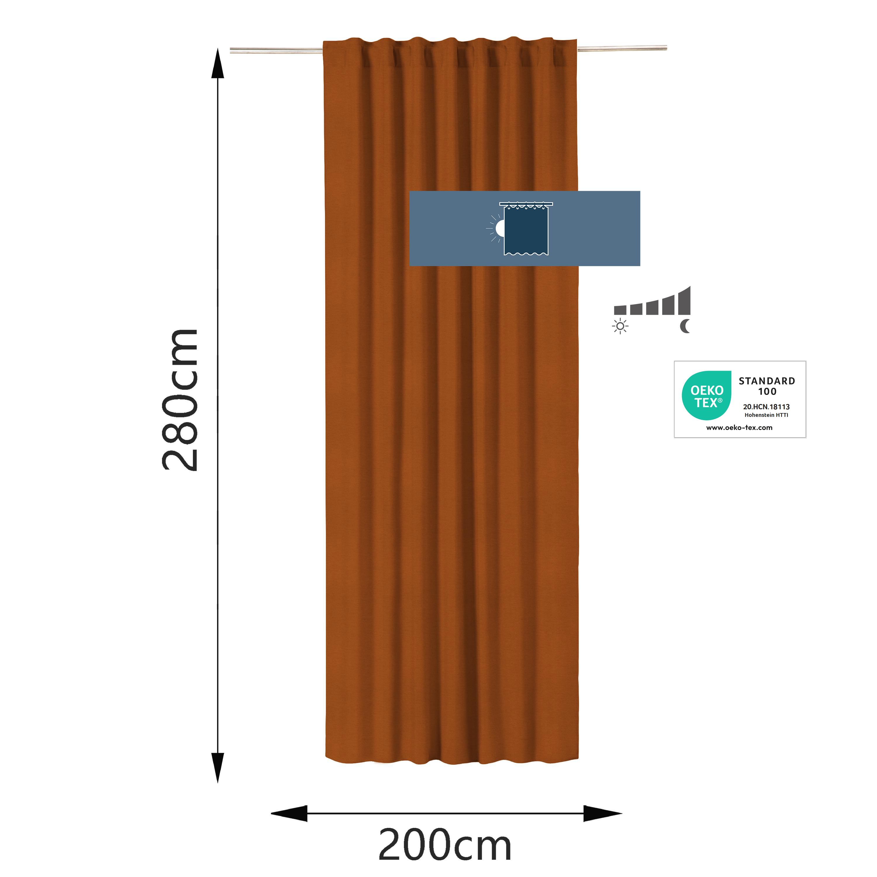 Cortinado fita e/ou presilha blackout Annalise 200x280cm laranja Inspire - 7