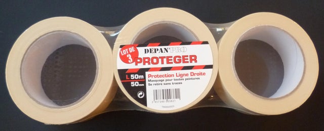 Ruban de masquage adhésif pour surfaces lisses l.50 mm x L.50 m (lot de 3)