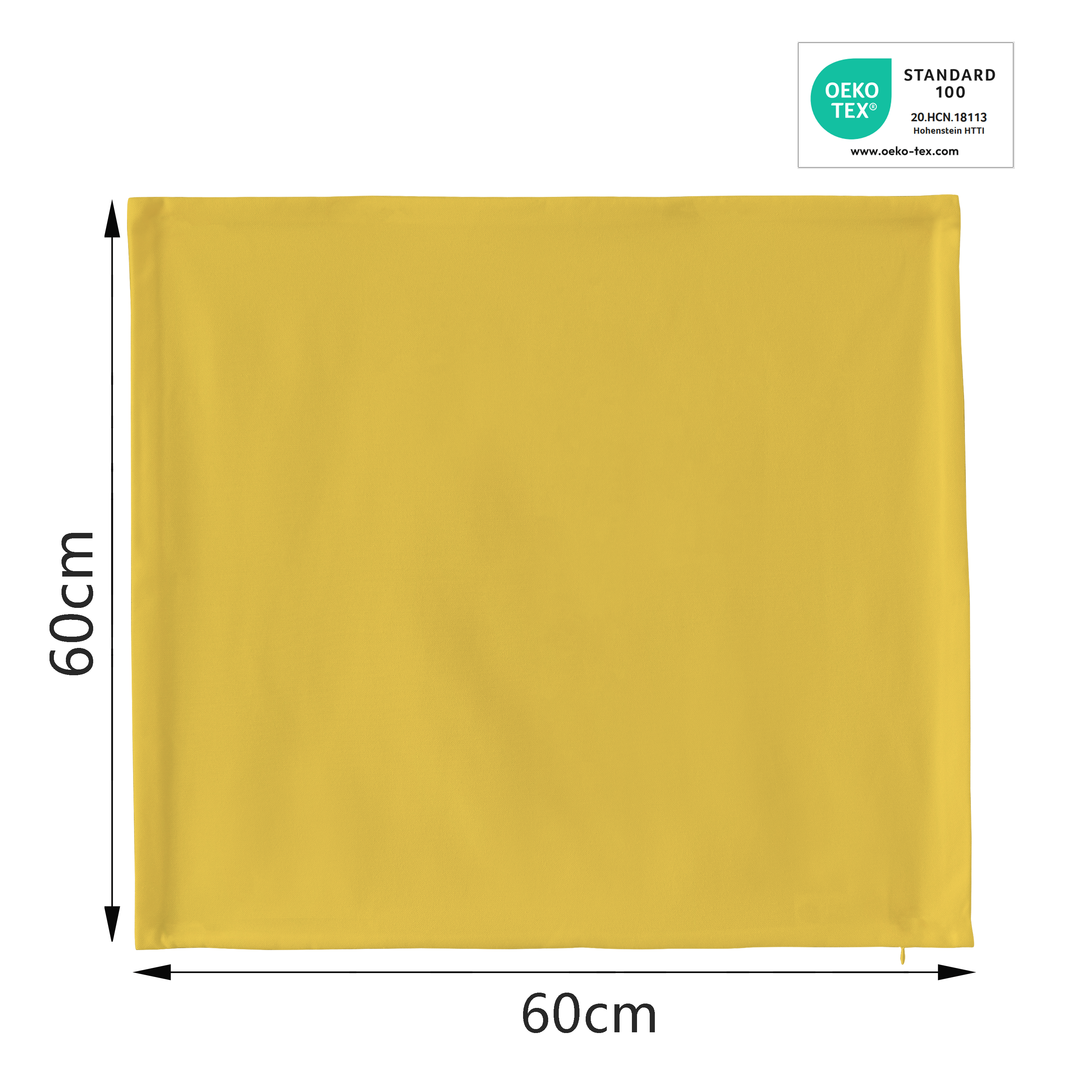 Funda de cojín cuadrada Pharell algodón poliéster liso amarillo banana doble cara overlock y cosido con cremallera INSPIRE 60 x 60 cm - 2