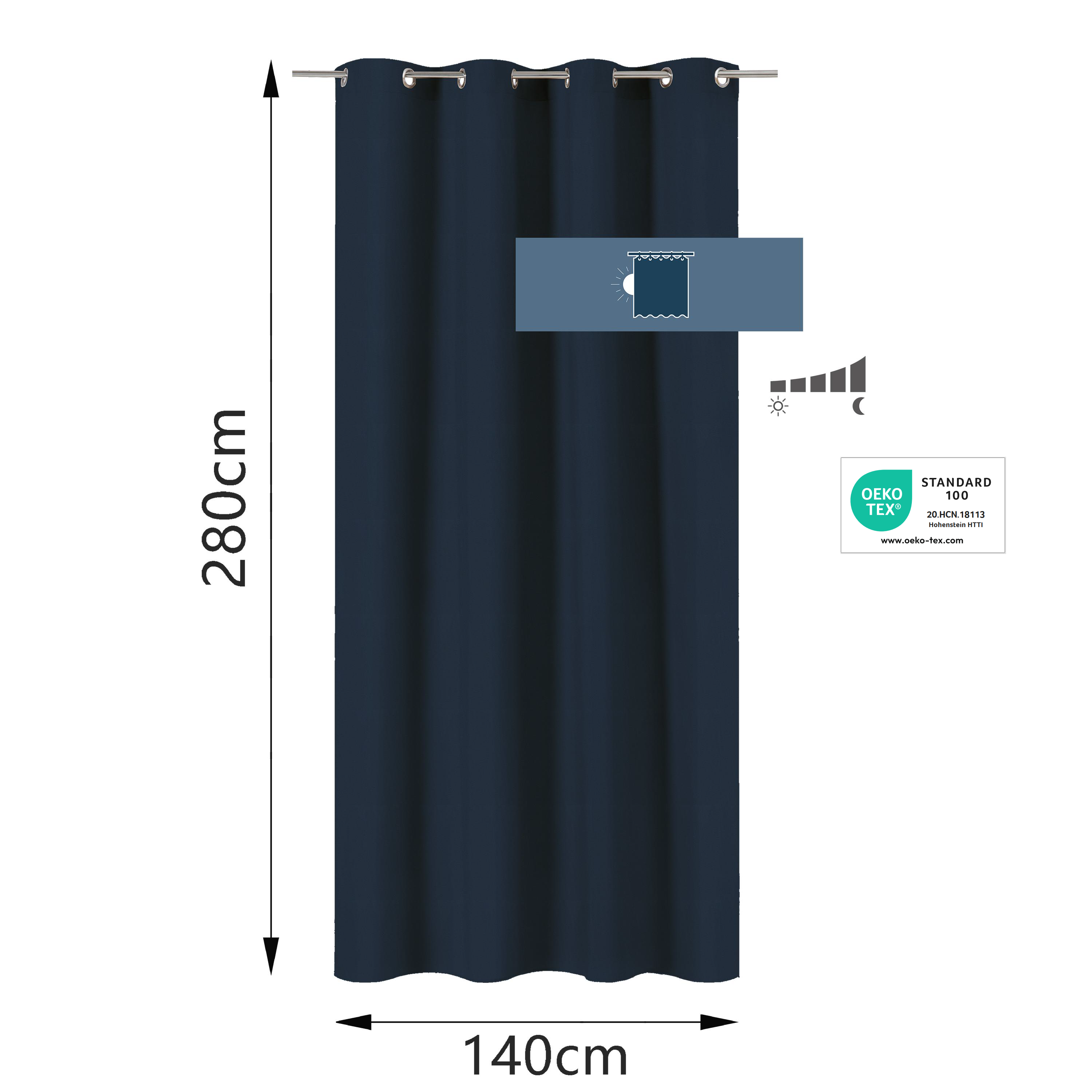 Rideau occultant, Annalise, bleu H.280 x l.140 cm INSPIRE - 2
