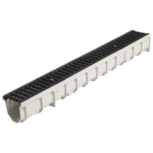 Caniveau Extérieur MEAPARK 1m Avec Grille Fente PP - Système Drainage Terrasse, Piscine, Jardin, Largeur Utile 10cm