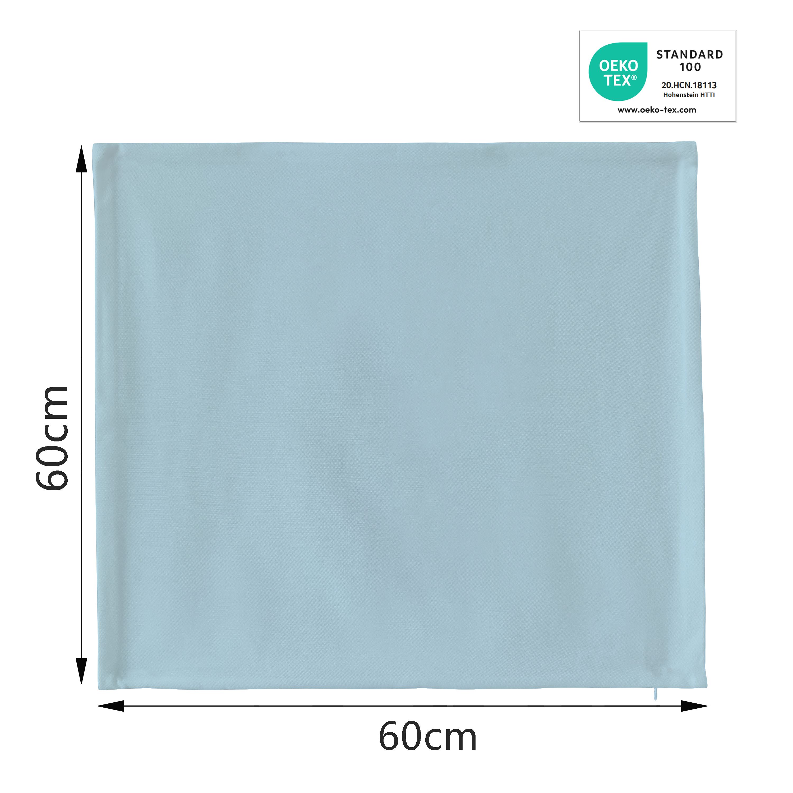 Funda de cojín cuadrada Pharell algodón poliéster liso azul fjord doble cara overlock y cosido con cremallera INSPIRE 60 x 60 cm - 2