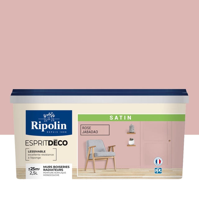 Peinture intérieure multi-support acrylique satin rose jabadao 2,5 L Esprit déco - RIPOLIN