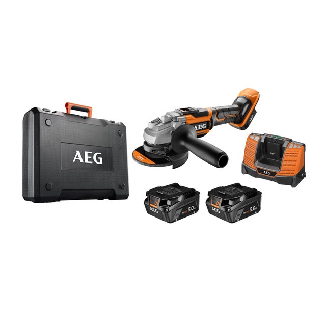 Meuleuse d'angle sans fil 18V Diam.125 mm + 2 batteries 5Ah - AEG BEWS18-125BL LI-502C 