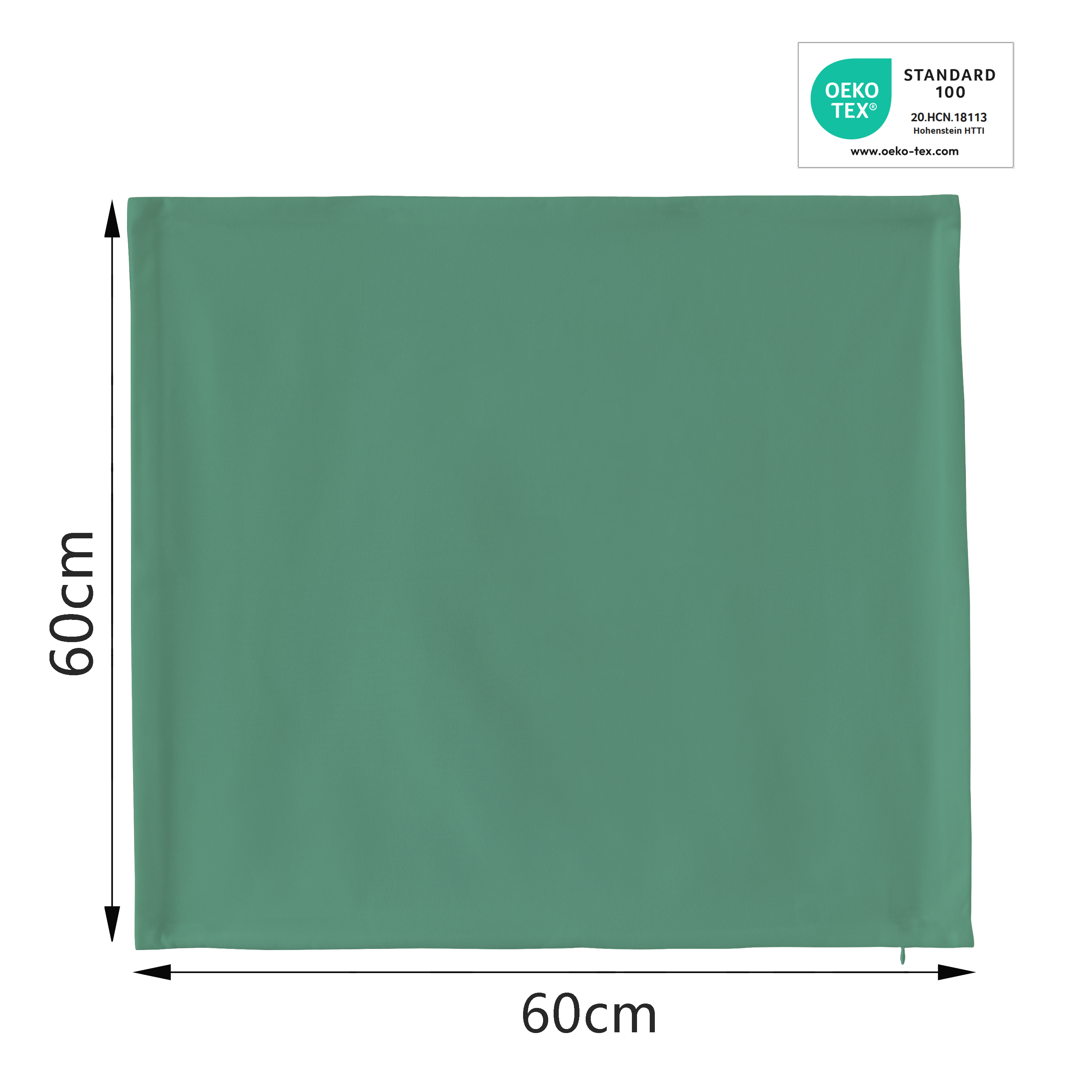 Funda de cojín cuadrada Pharell algodón poliéster liso verde cactus doble cara overlock y cosido con cremallera INSPIRE 60 x 60 cm - 2