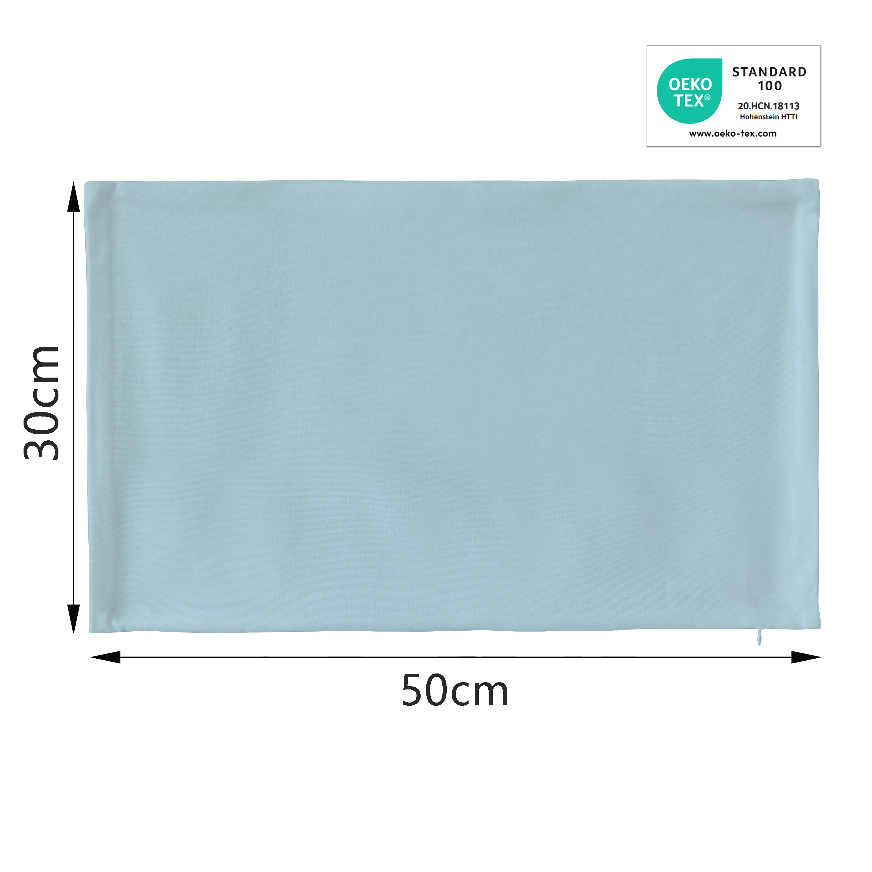 Funda de cojín rectangular Pharell algodón poliéster liso azul fjord doble cara overlock y cosido con cremallera INSPIRE 30 x 50 cm - 2