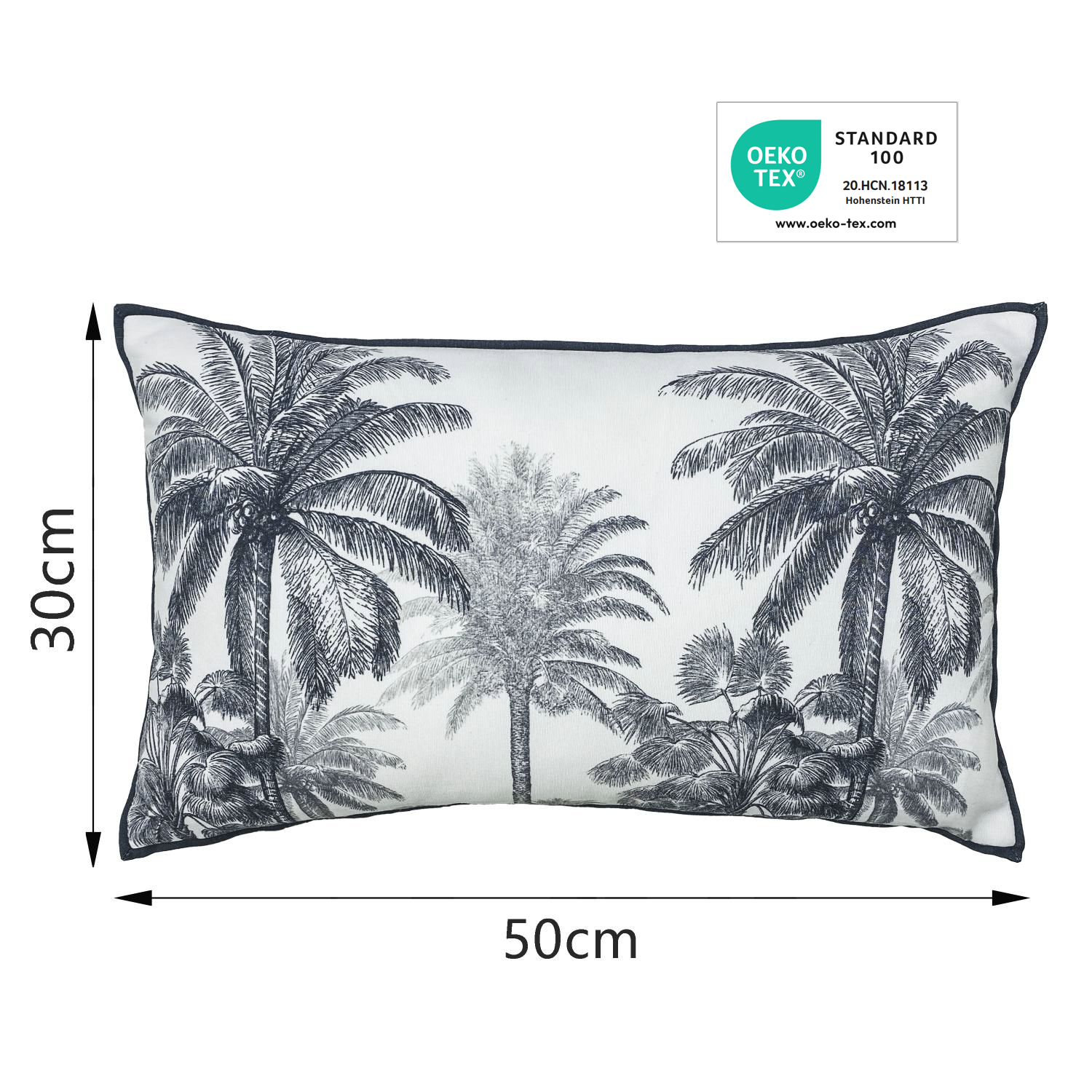Coussin Jungle, noir/blanc/gris l.30 x L.50 cm INSPIRE - 2