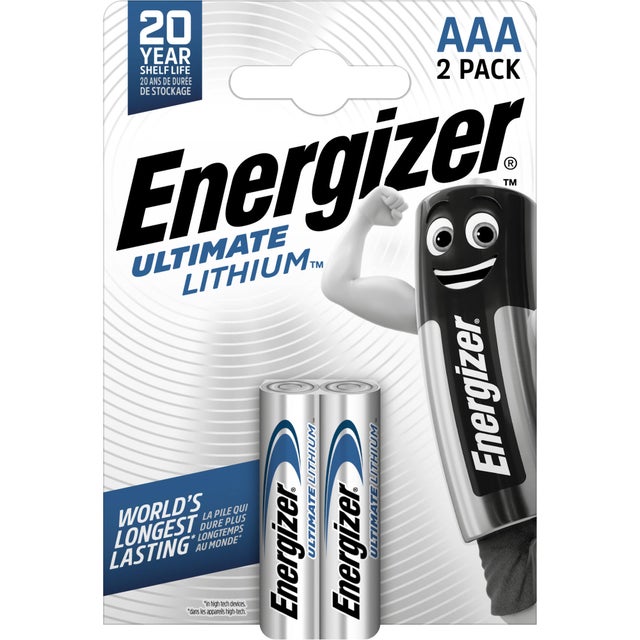Pack 2 piles lithium aaa/lr3 energizer