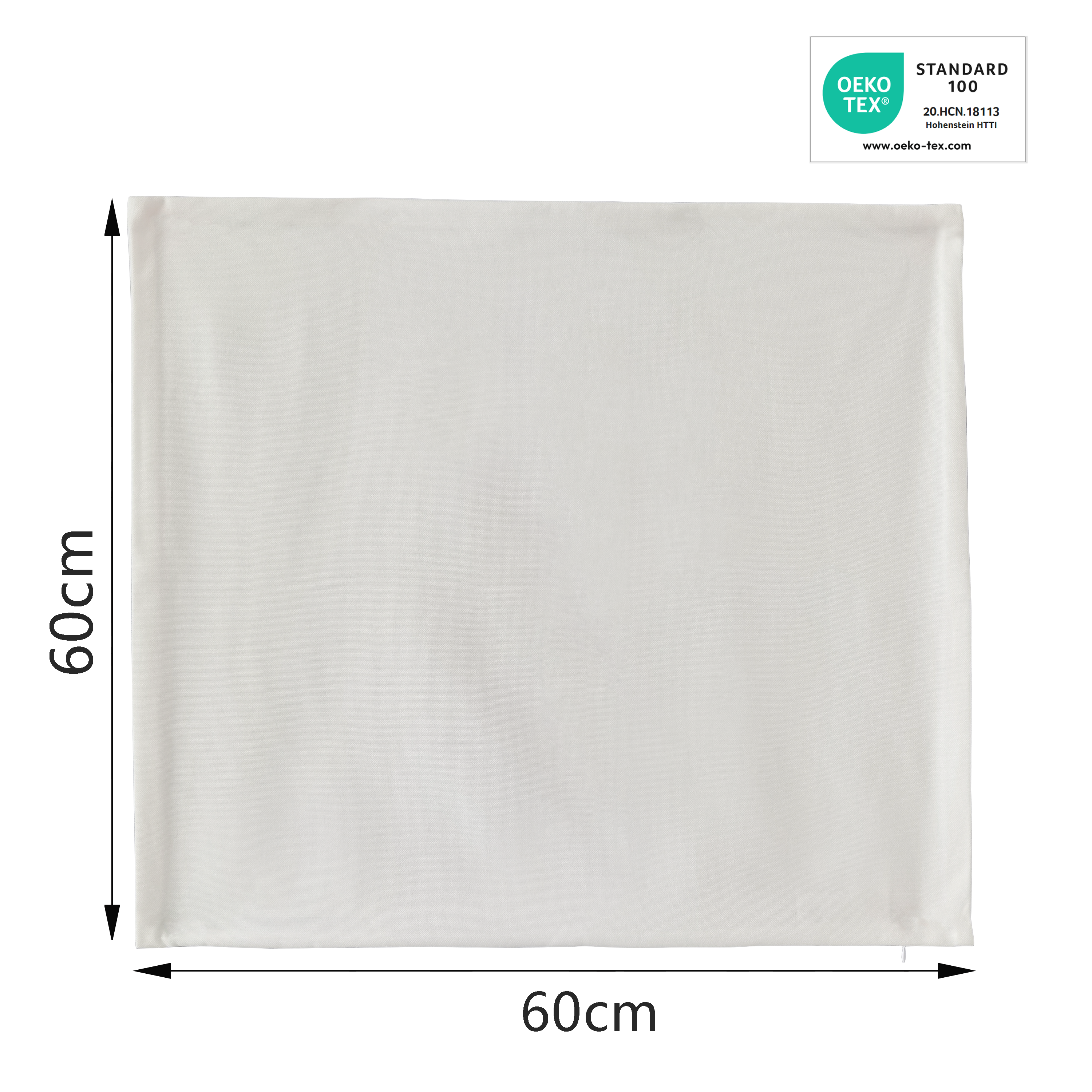 Funda de cojín cuadrada Pharell algodón poliéster liso blanco doble cara overlock y cosido con cremallera INSPIRE 60 x 60 cm - 2