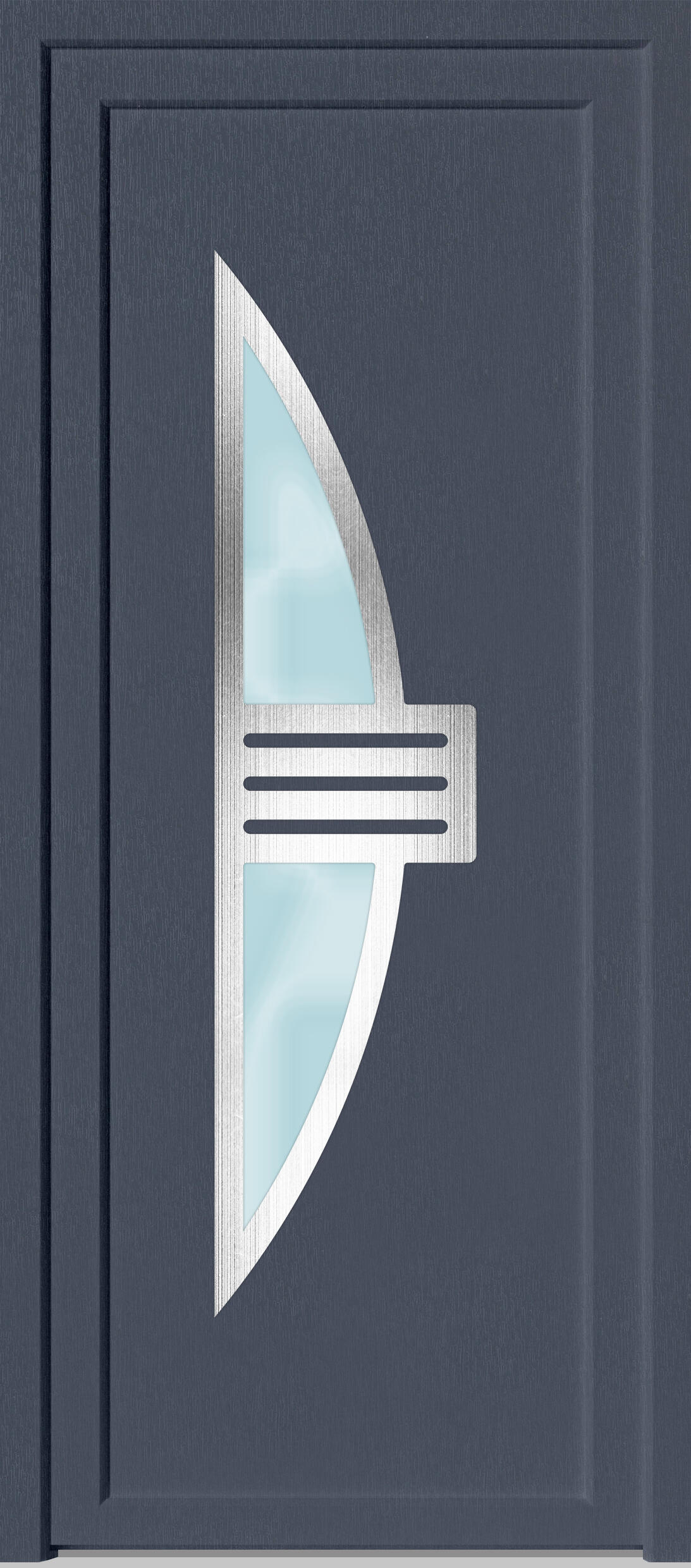Porte d'entrée PVC gris poussant gauche H.215 x l.90 cm Neptune - 5