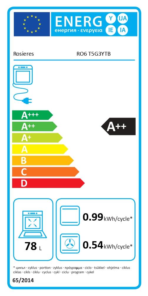 Four Pyrolyse Chaleur pulsée  78 Litres ROSIERES RO6 T5G3YTB NOIR - 2