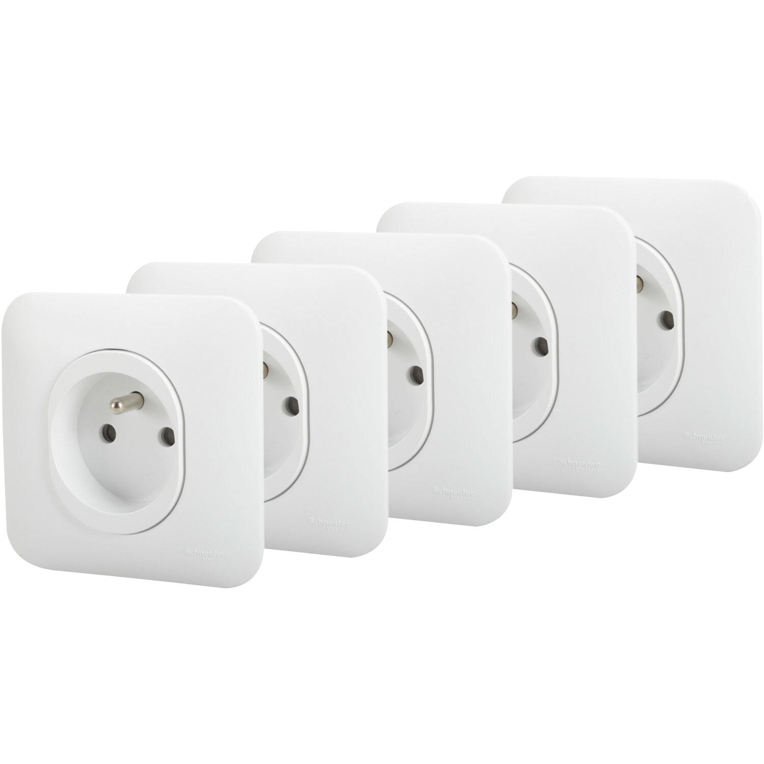 Lot De 5 Interrupteurs Schneider Lisse 50A DP 1 Bande Blanc - Neufs