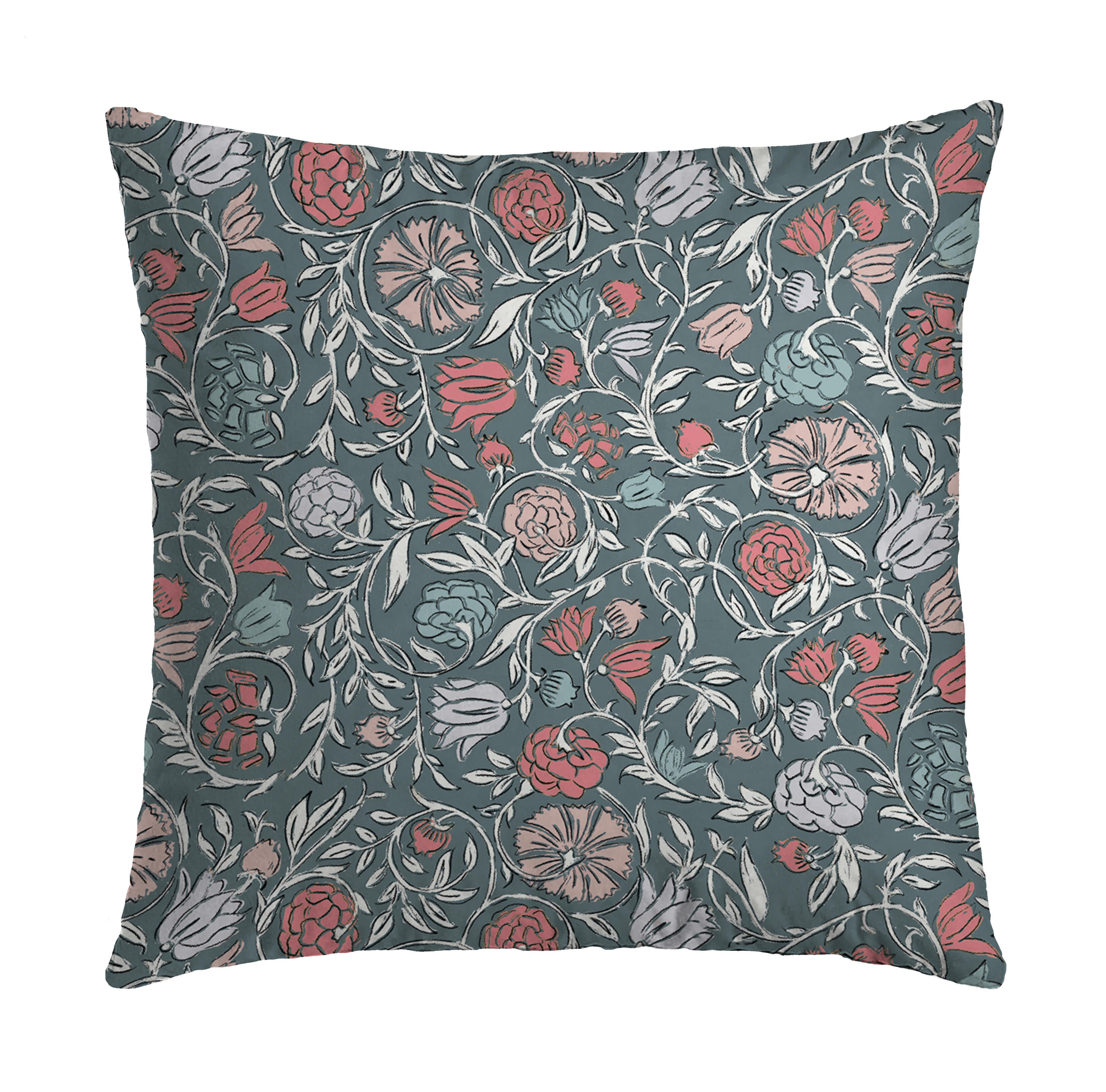 Cojín decorativo reversible cottage samy algodón rosa 45x45cm