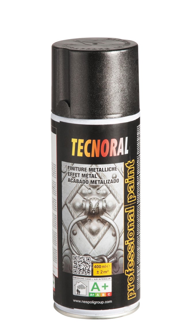 Peinture aérosol noir métalissé 400 ml - TECNORAL