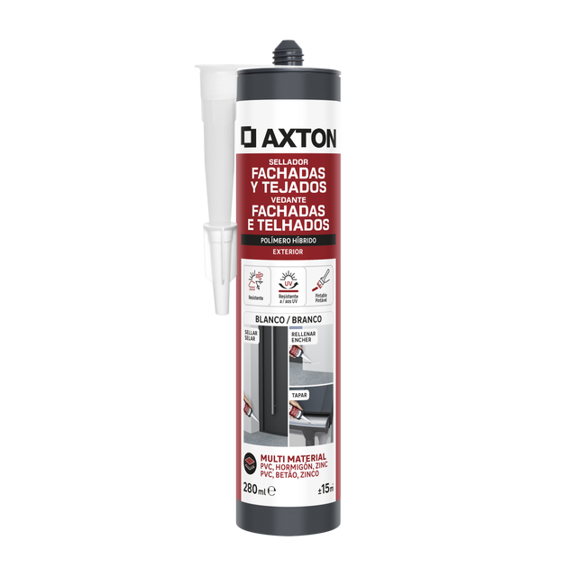 Silicone vedante fachadas e telhados 280 ml branco Axton