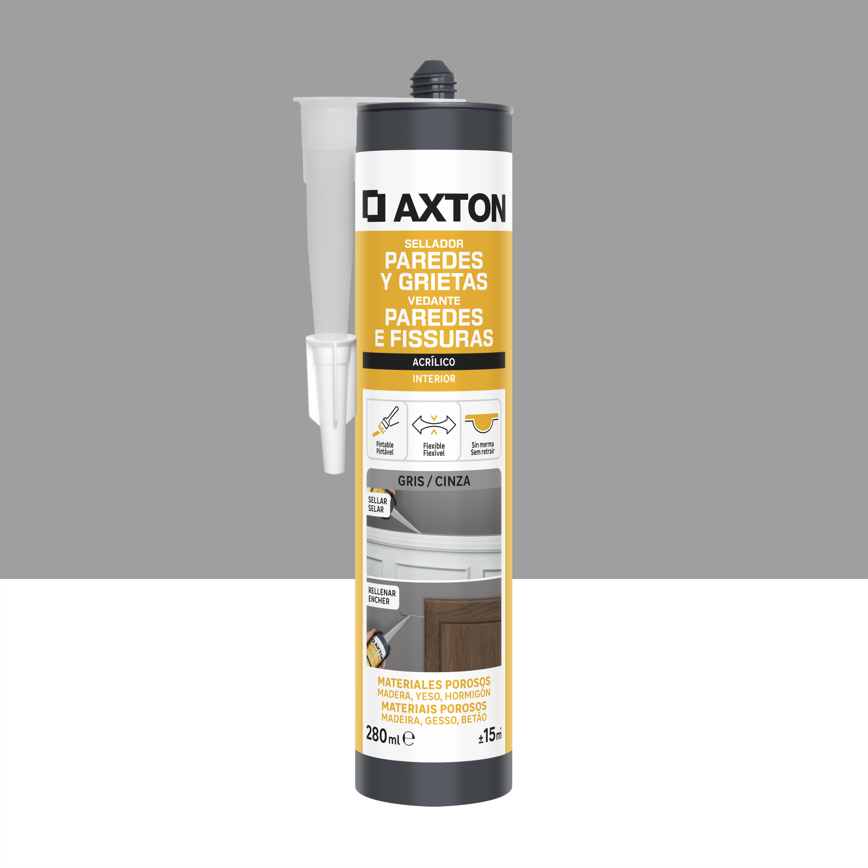 Masilla para paredes y grietas AXTON 280ml gris Leroy Merlin