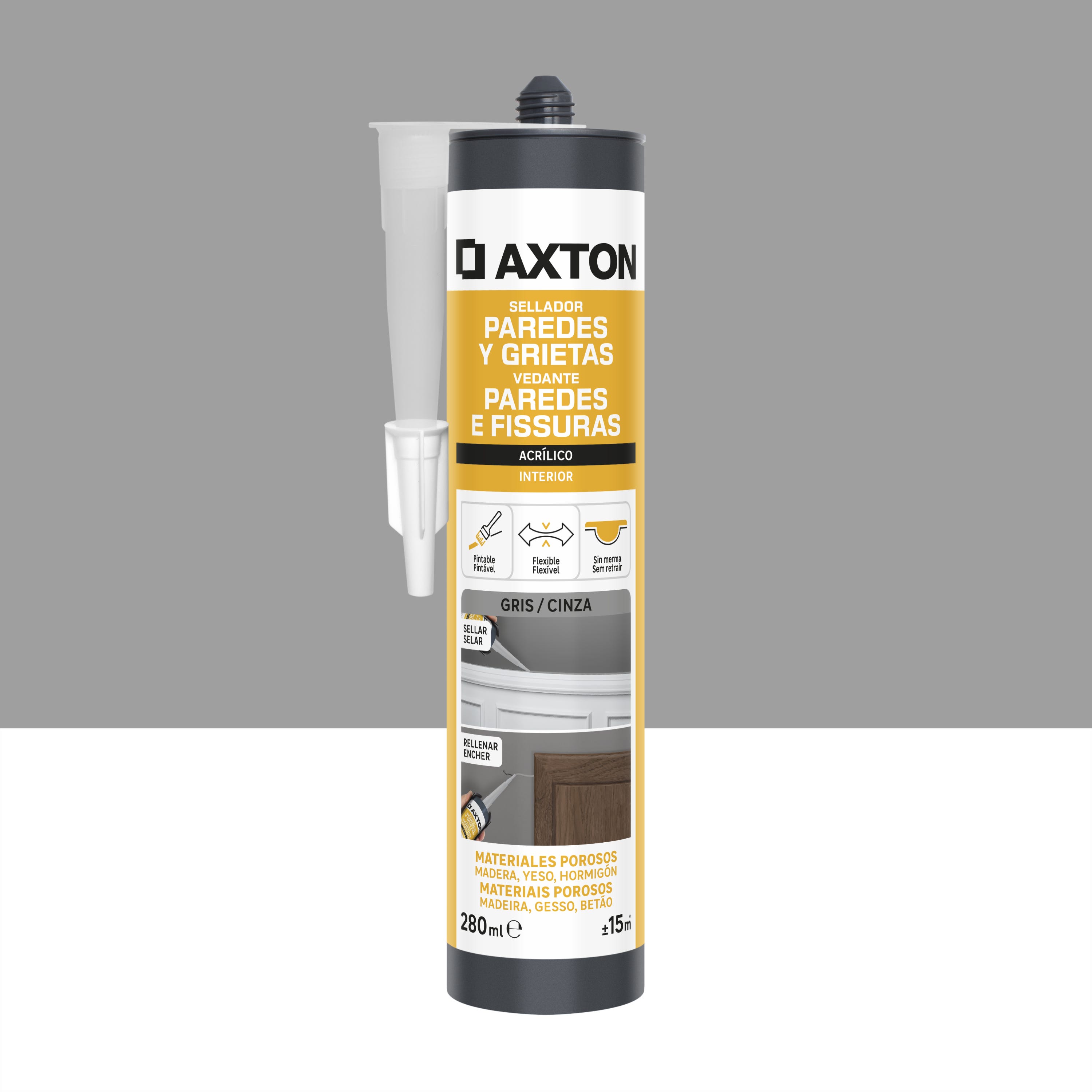 Masilla para paredes y grietas AXTON 280ml gris Leroy Merlin