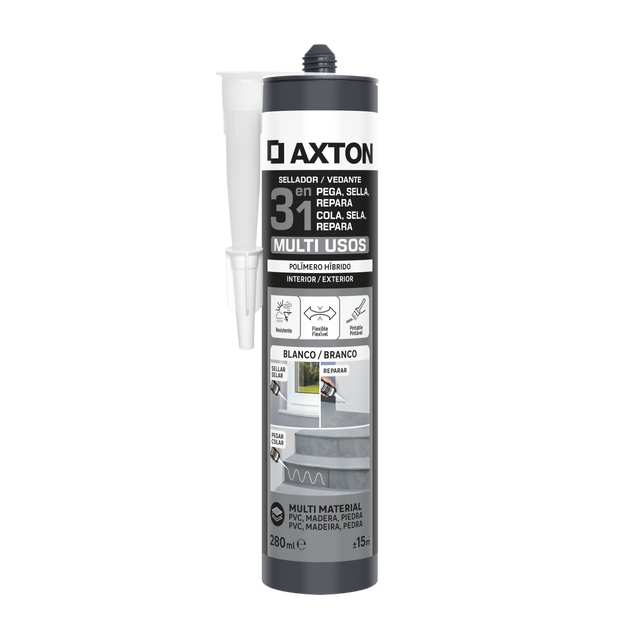 Silicona multiusos polymero AXTON 280ml blanco