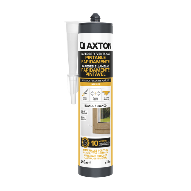 Silicone parede e janelas acrílico rápido pintável interior 280 ml branco Axton