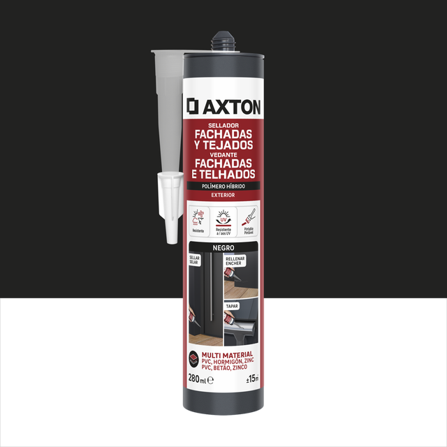 Silicona para fachadas y tejados AXTON 280ml negro