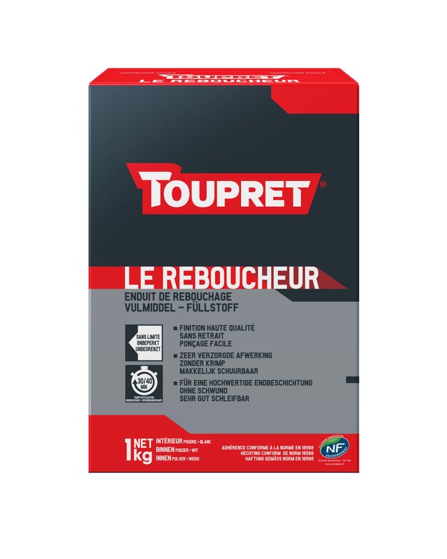 Enduit de rebouchage en poudre intérieur 1 kg - Le reboucheur TOUPRET
