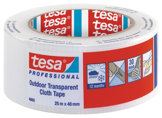 Adhésif extérieur transparent 25 m x 48 mm Cloth tape - TESA
