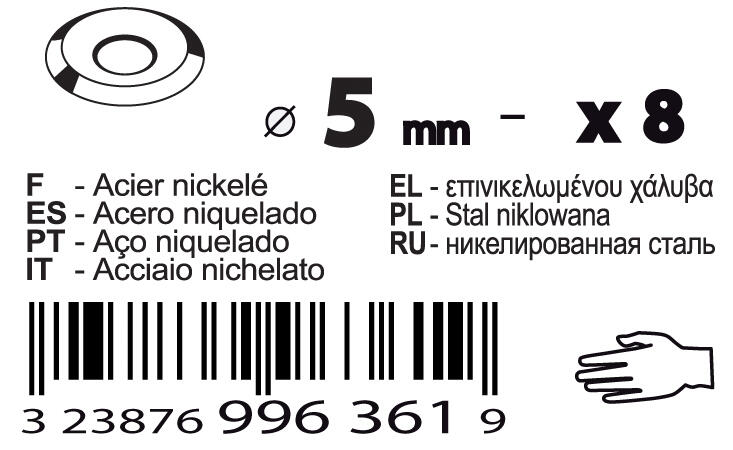 Cuvettes vis acier nickelé Diam. 5 mm 8 pièces - VISWOOD - 3