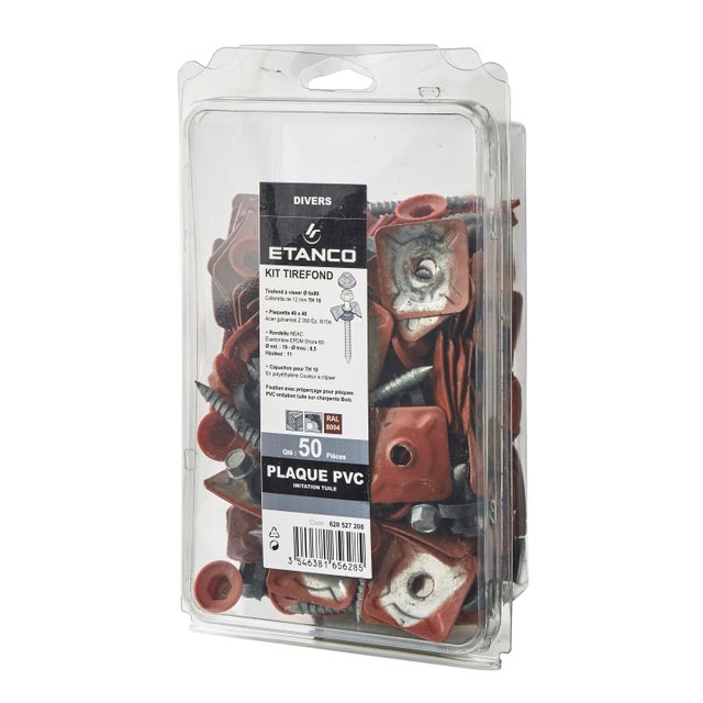 50 TIREFONDS 6X80MM + RONDELLE TERRACOTA - ETANCO