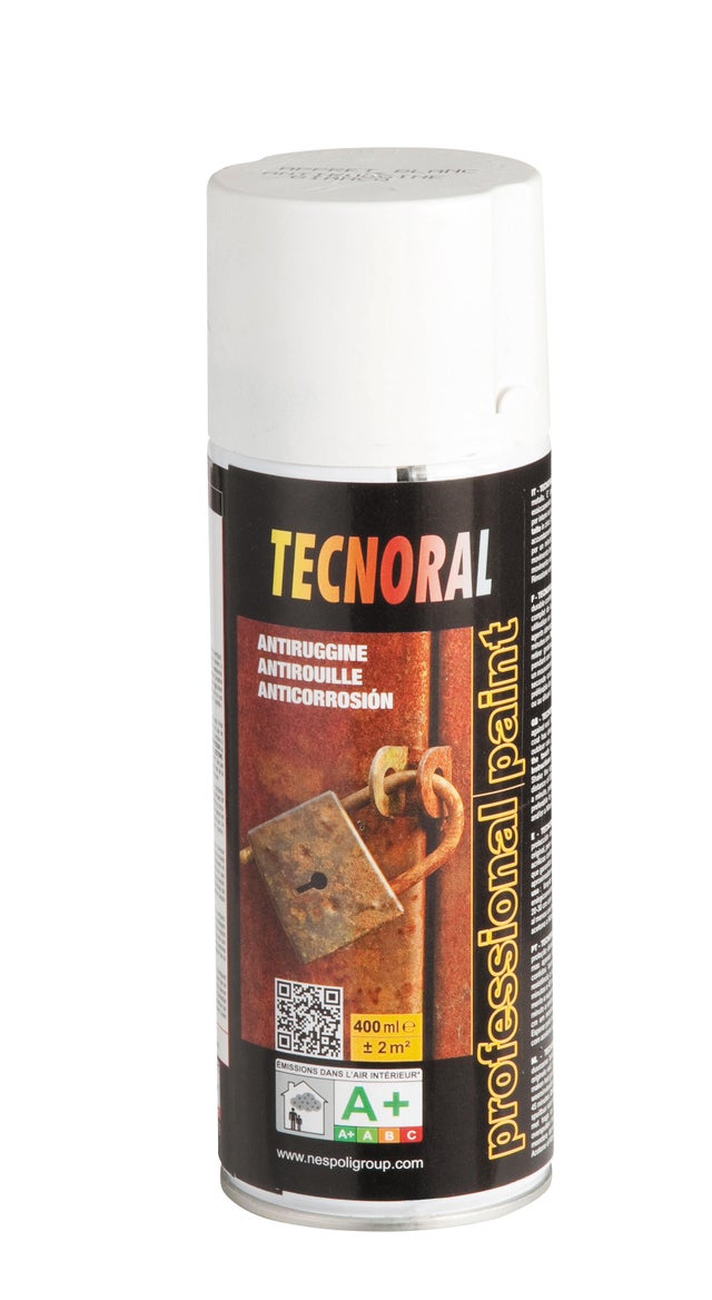 Peinture aérosol blanche apprêt antirouille 400 ml - TECNORAL