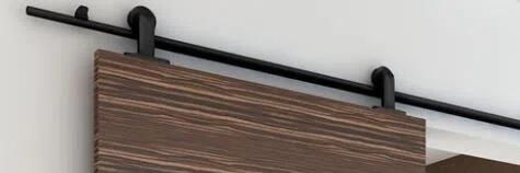 Rail pour porte coulissante Larg.93 cm maximum en applique aluminium noir