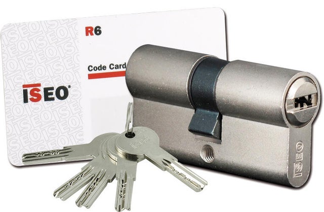 Cylindre ISR6 double 40 x 40 mm laiton 5 clés + carte - ISEO