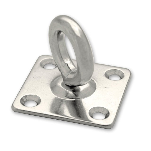 Anneau mobile sur platine carrée acier inoxydable fil diam.8 mm platine 50 x 50 mm