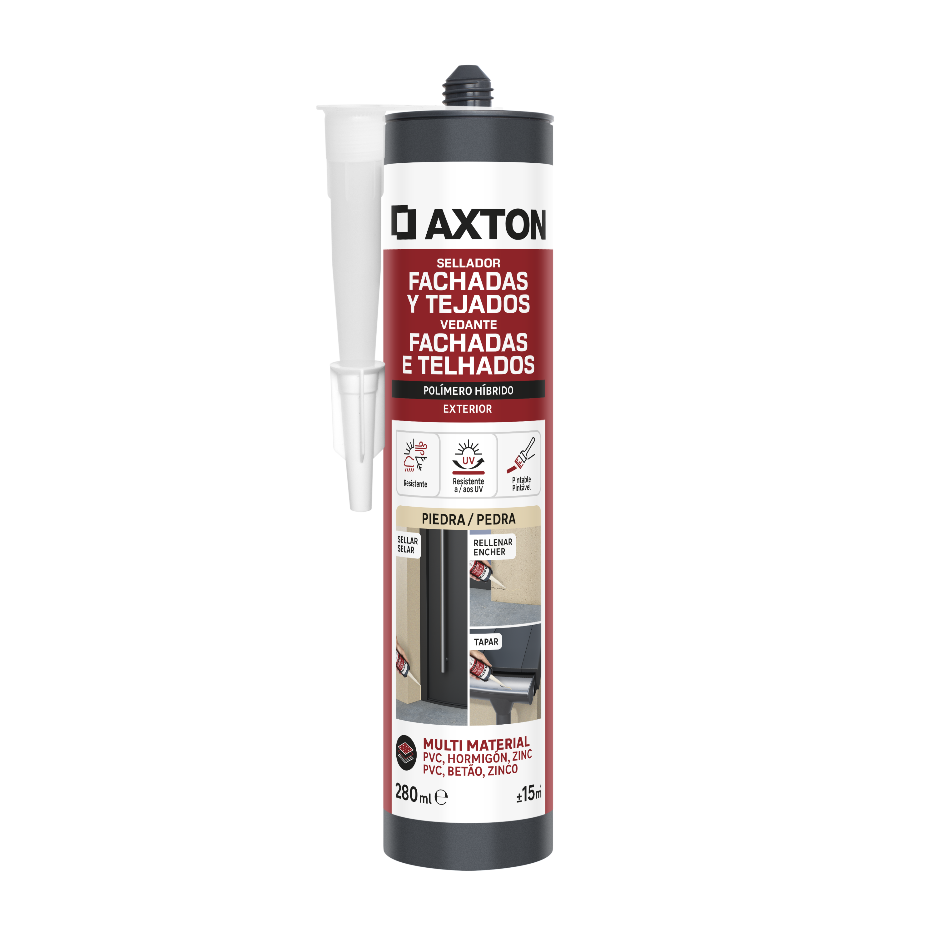 Silicone vedante fachadas e telhados 280 ml pedra Axton - 8