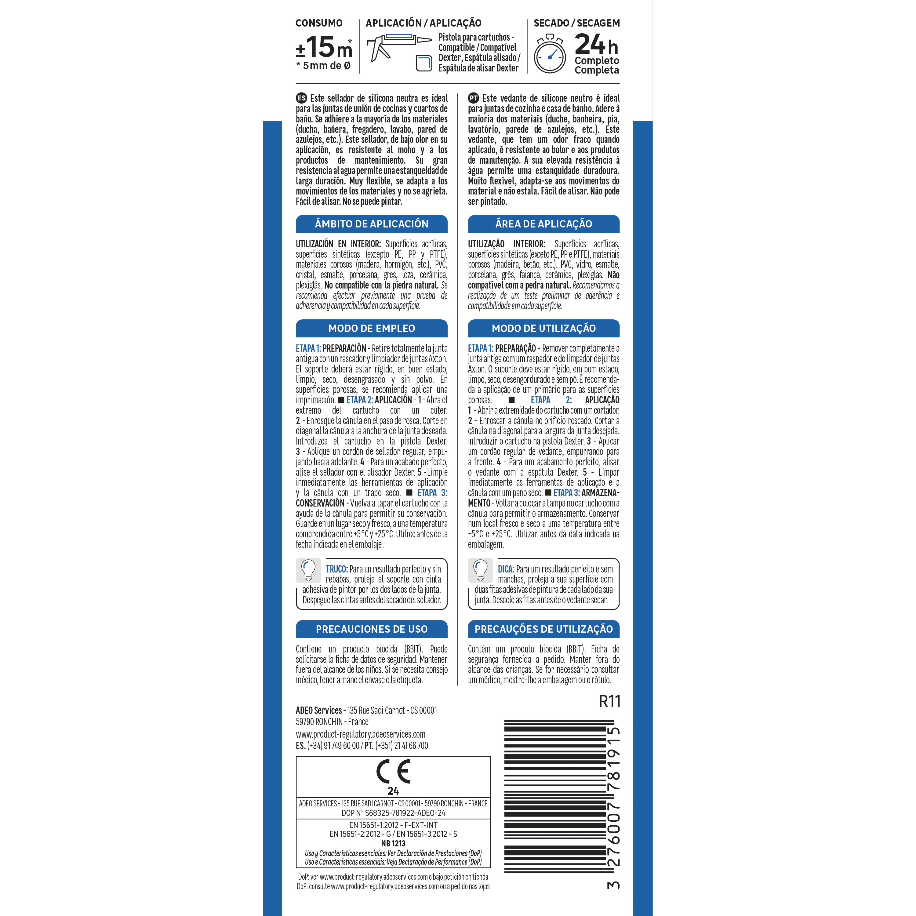 Silicone cozinha casa banho neutro antifungos 280 ml branco Axton - 2