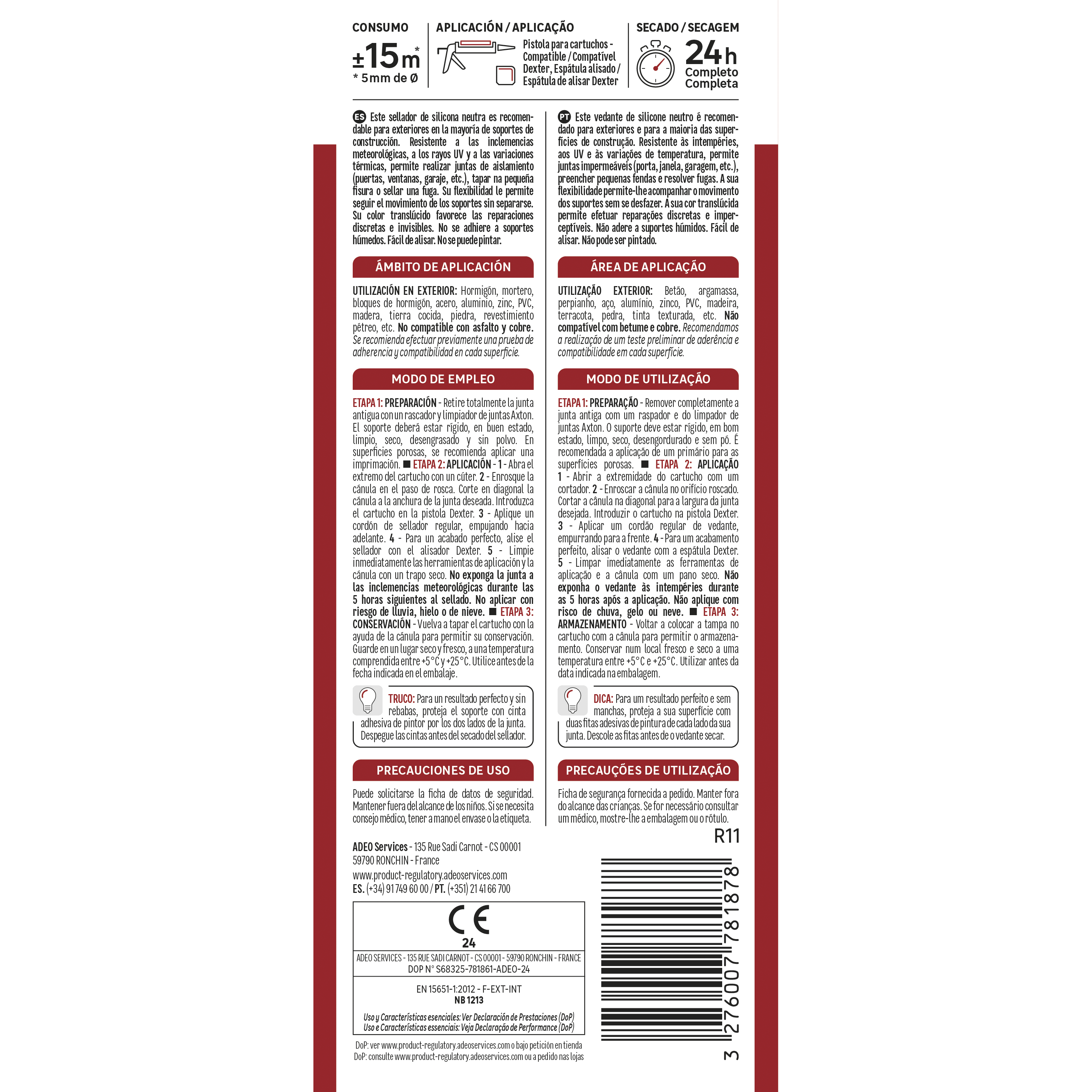 Silicone vedante fachadas e telhados 280 ml transparente Axton - 6
