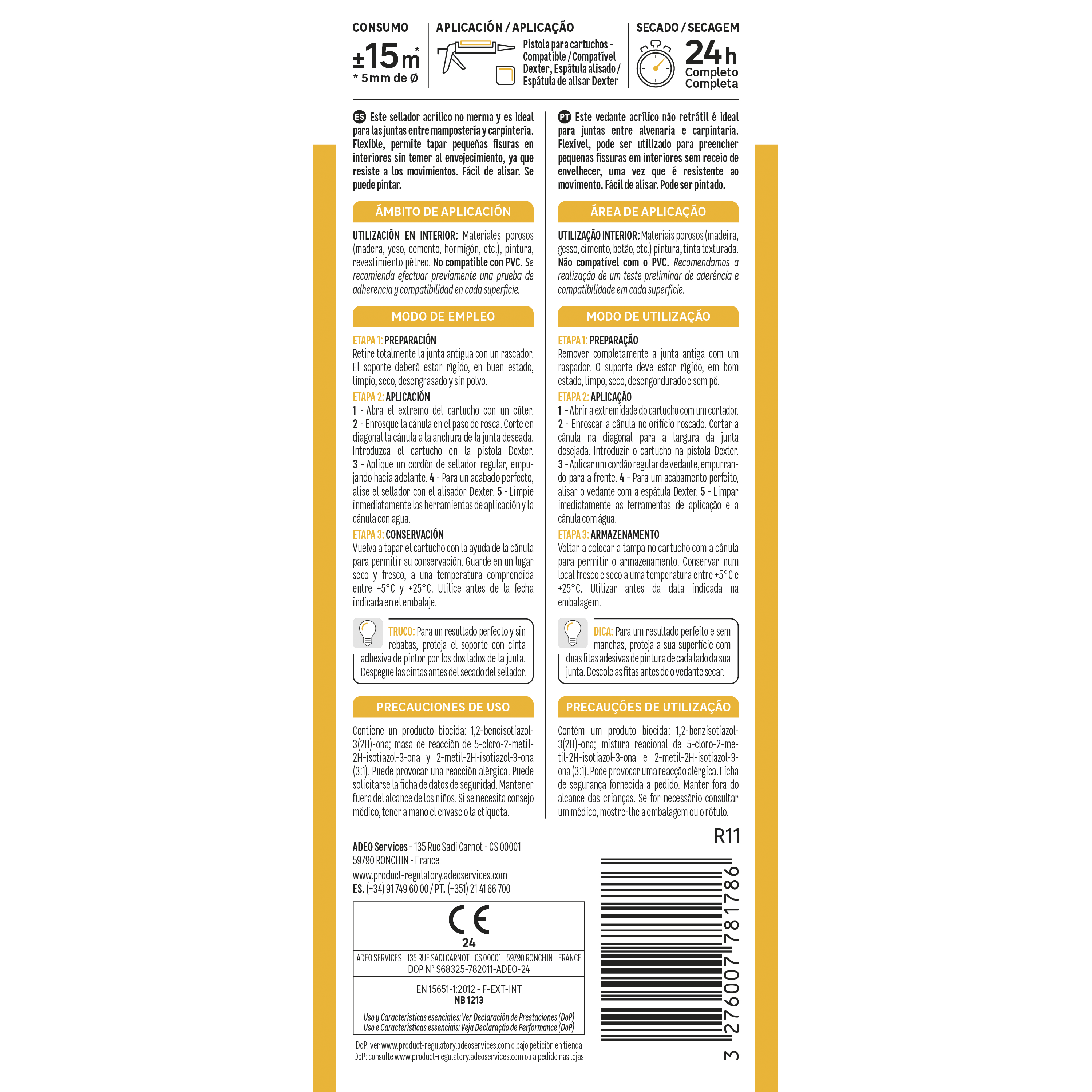 Silicone vedante parede e fissuras acrílico interior 280 ml cinzento Axton - 2