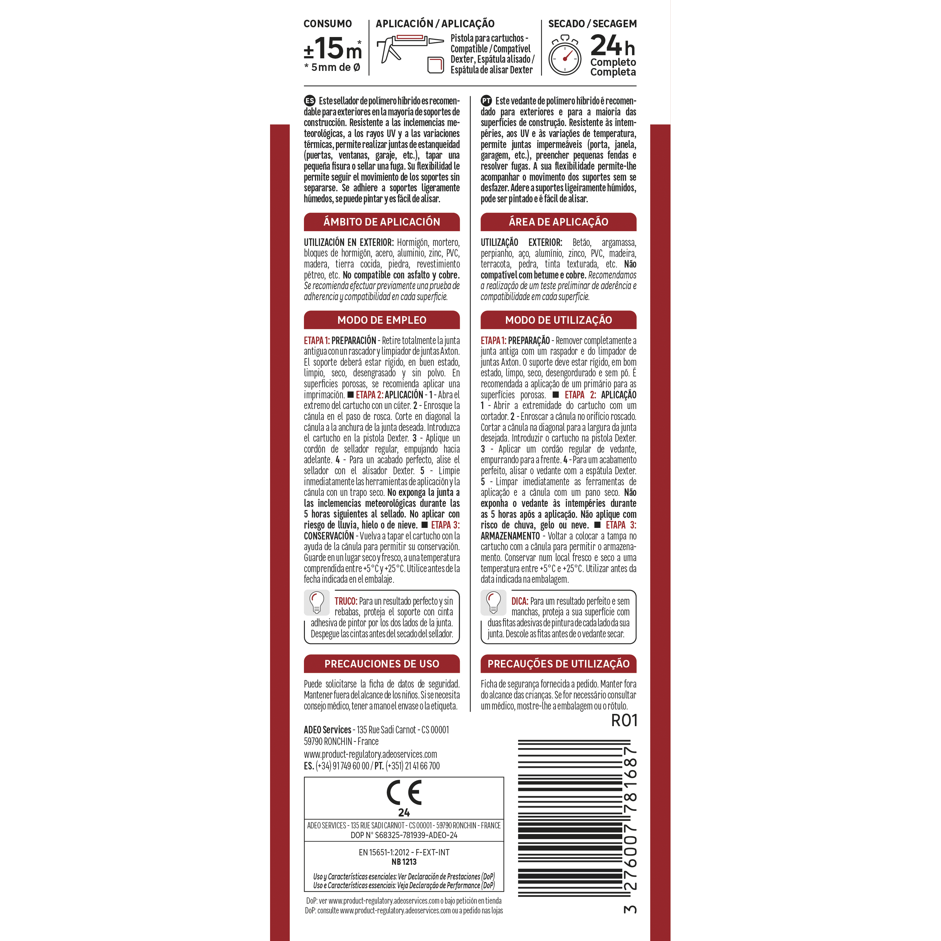 Masilla, silicona o sellador AXTON 280 ml negro - 6