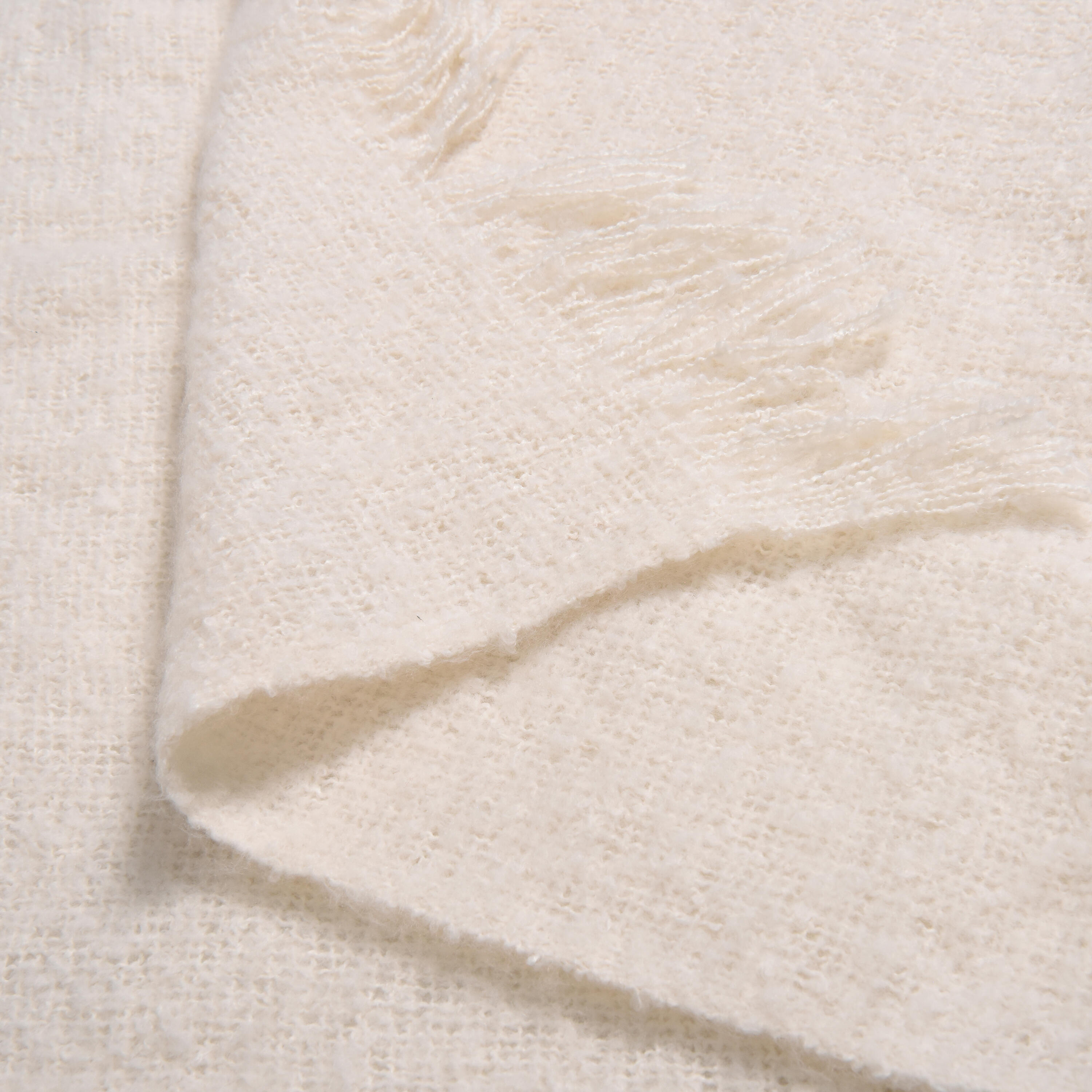 Manta lino Perfia rectangular INSPIRE poliéster liso beige con flecos de 130x170 cm - 5