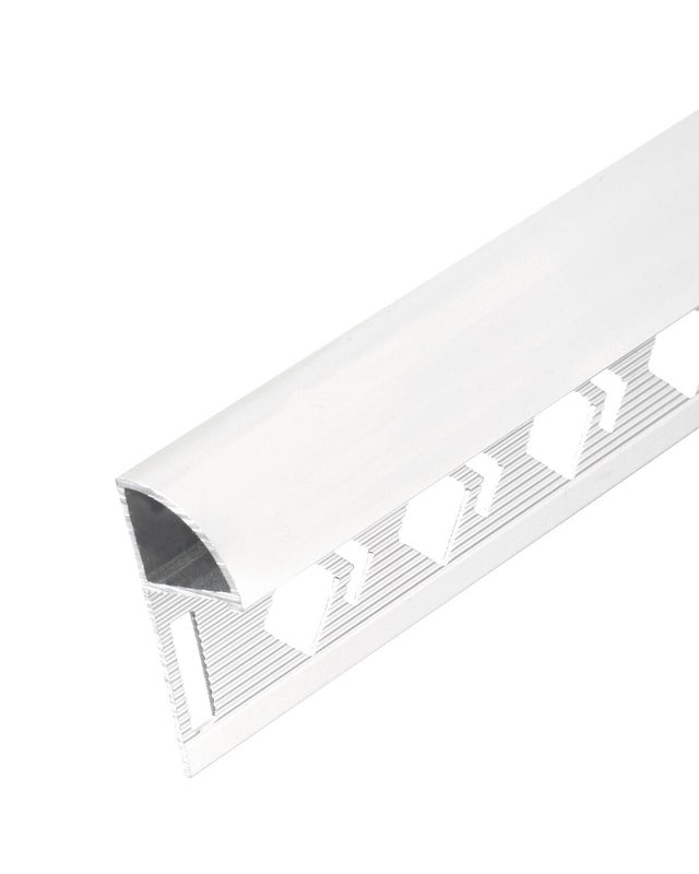 Profilé de finition carrelage 1/4 de rond fermé Ep.8 mm aluminium brossé brillant gris L.2,50 m