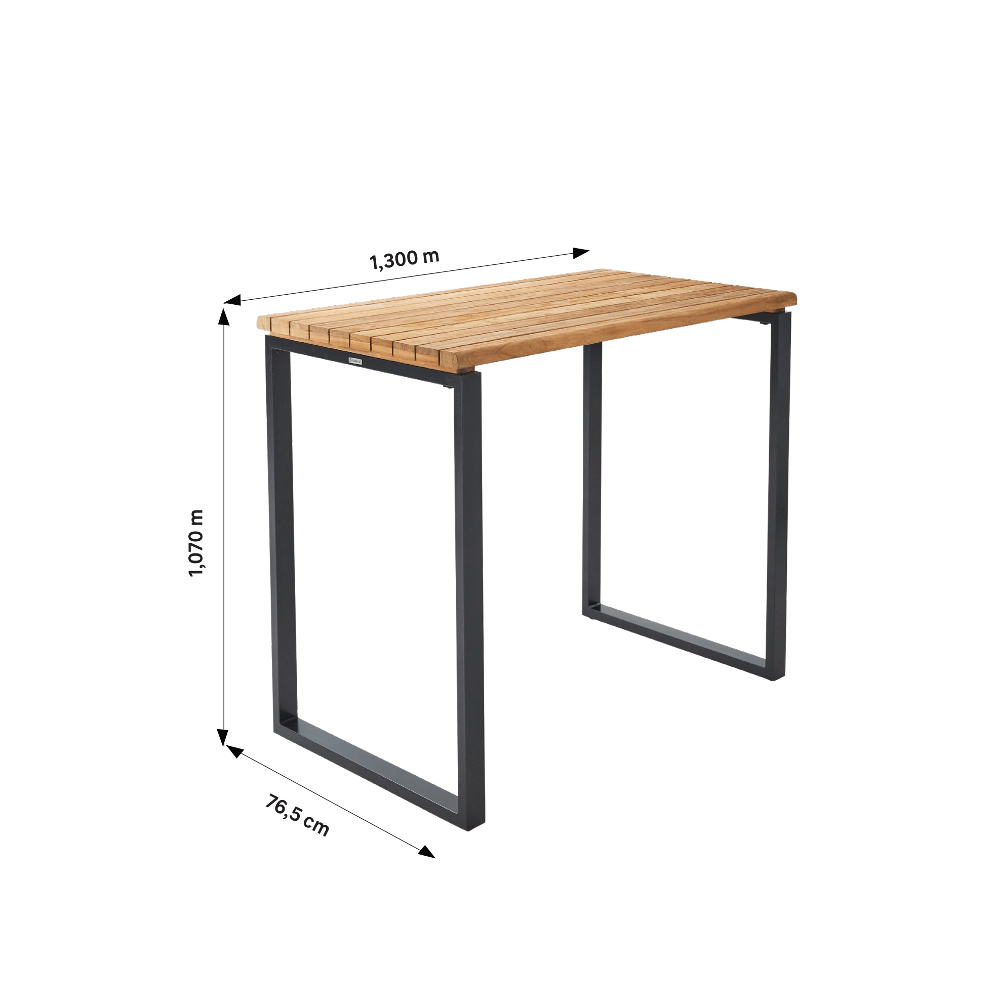 Mesa alta em madeira de teca reciclada e alumínio 130x77x107 cm Naterial Sirokos - 8