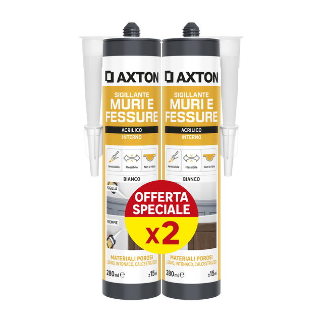 Silicone sigillante AXTON Muri e Fessure  bianco 560 ml 2 pezzi