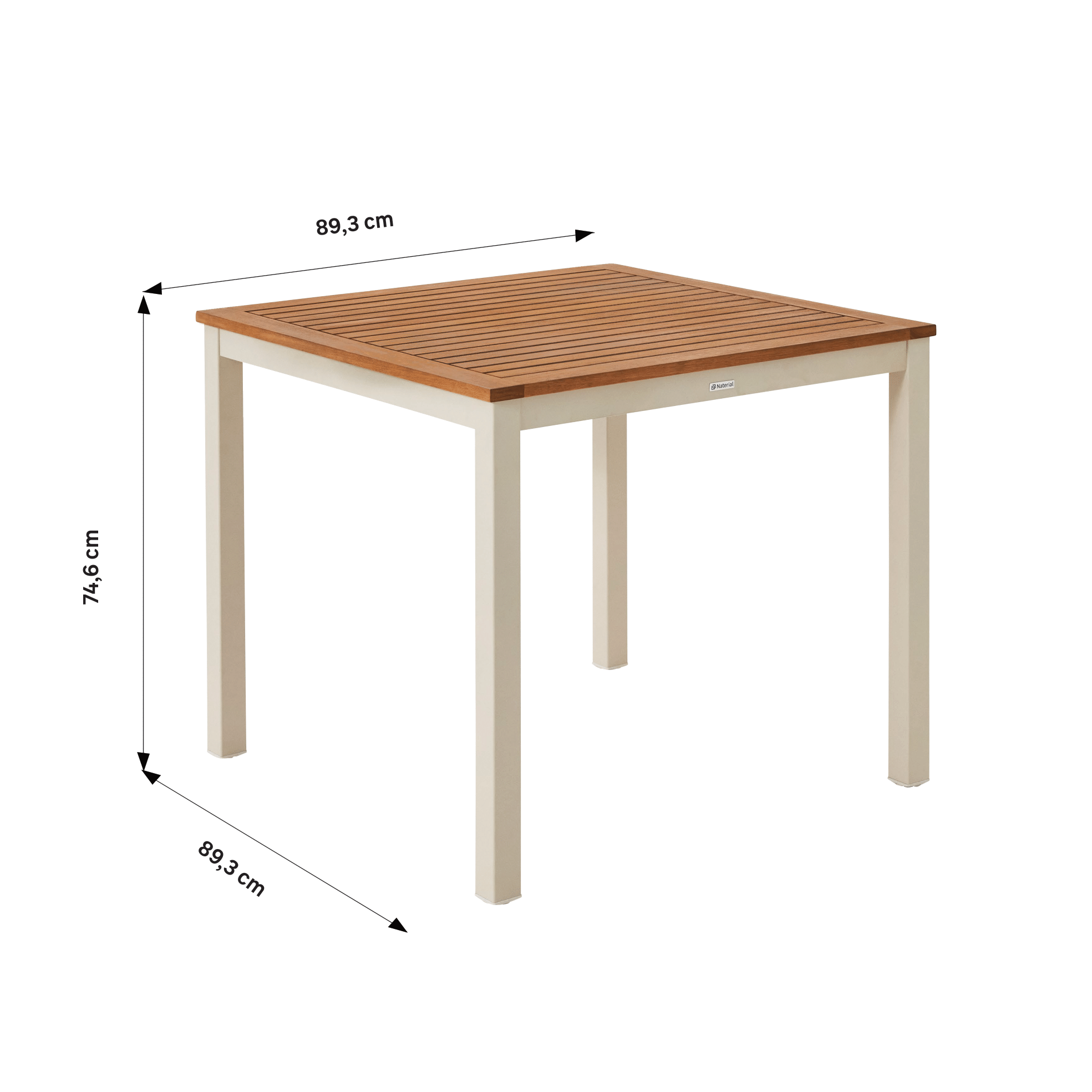 Tavolo da pranzo per giardino Oris NATERIAL in alluminio con piano in eucalipto marrone per 4 persone 89.3x89.3cm - 7