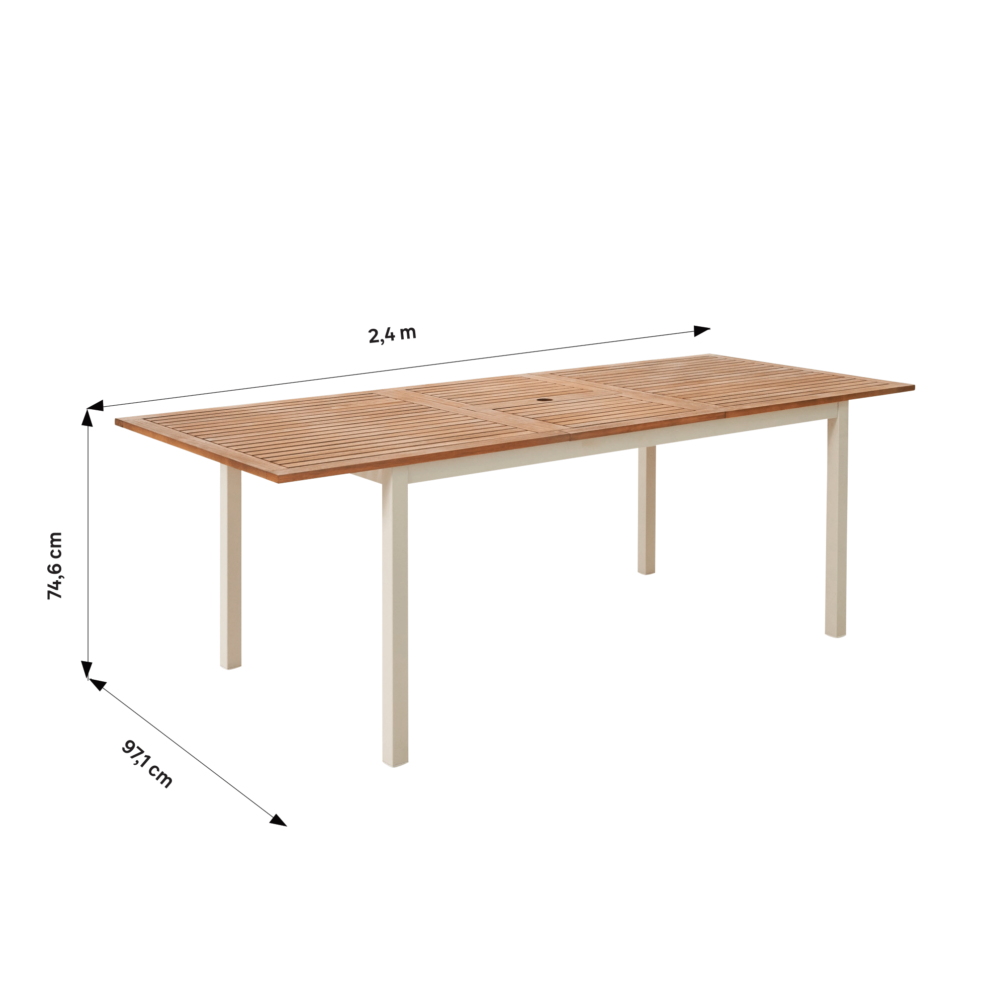 Mesa extensível madeira eucalipto e alumínio 180/240X99 cm creme Naterial Oris - 6