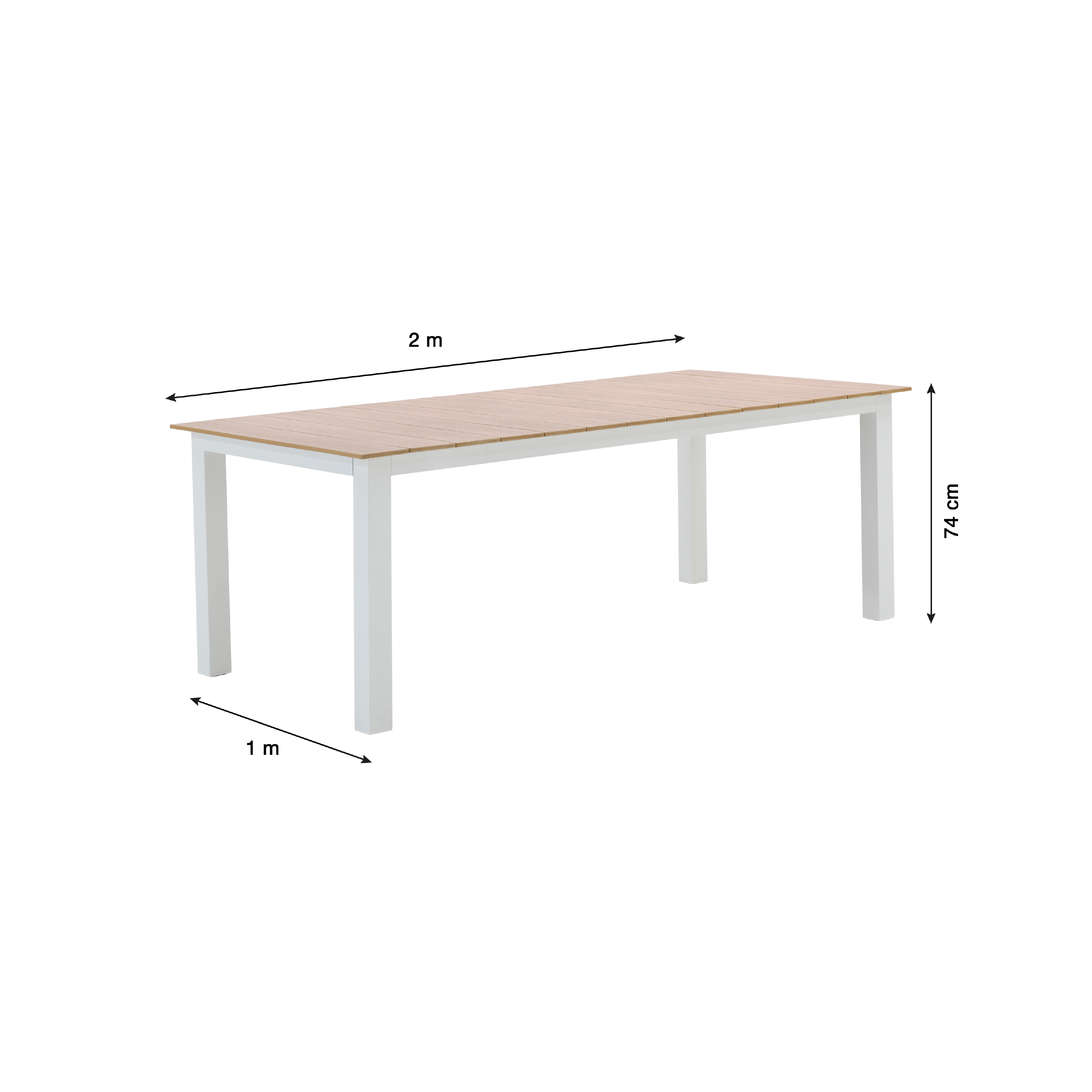 Mesa refeição madeira sintética e alumínio 200X100 cm branco Naterial Clara - 8