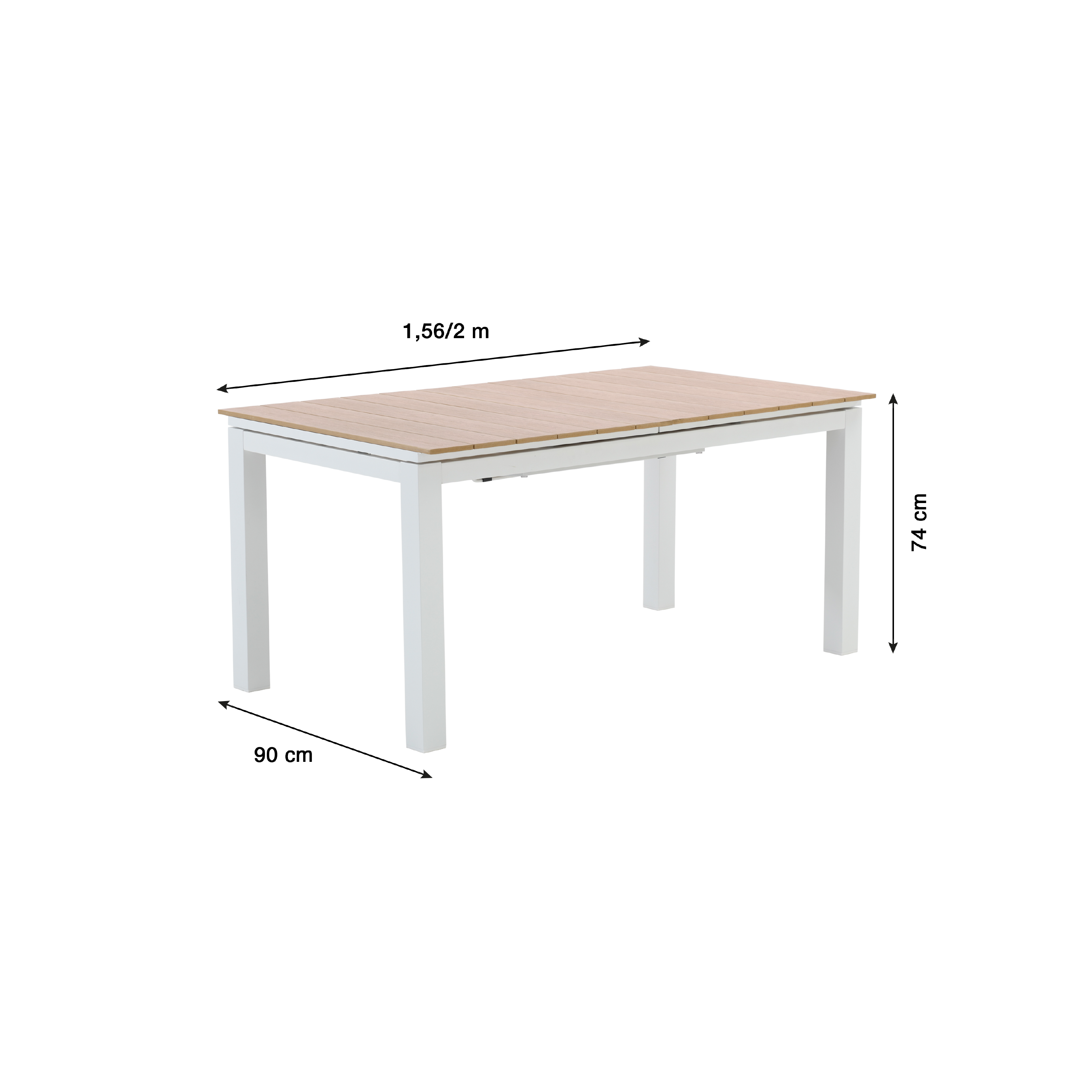 Mesa extensível madeira sintética e alumínio 156/220X90 cm branco Naterial Clara - 4