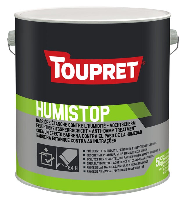Enduit spécifique murs humides en pâte intérieur & extérieur 5 kg - Humistop TOUPRET