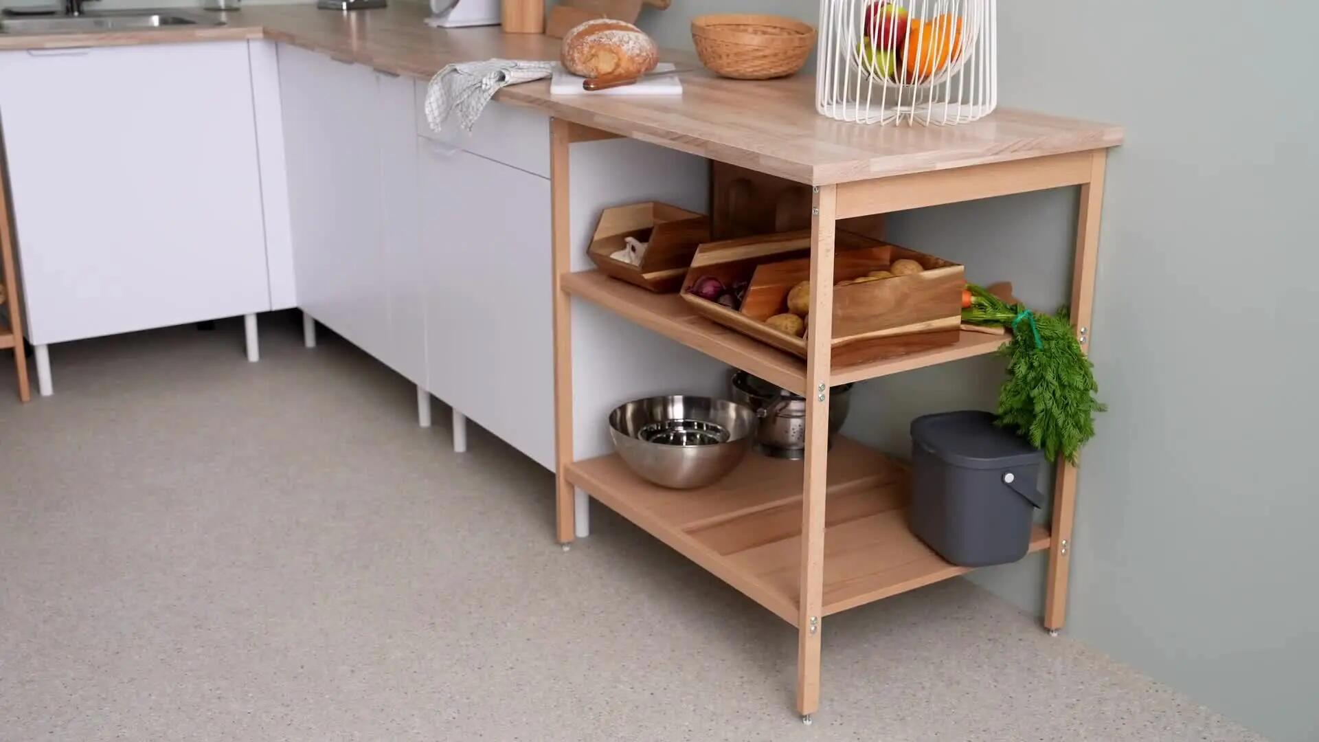 Ilha de cozinha com tampo madeira 80x58x87 cm Delinia Eleki - 3