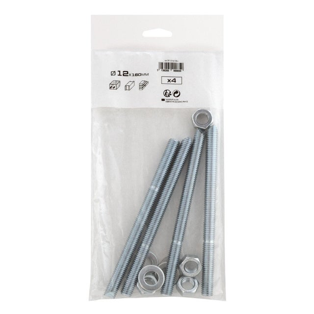 Tiges filetées Diam.12 x 160 mm + écrou + rondelles x 4 - SPIT